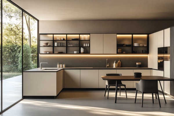 L-shaped modular kitchen
